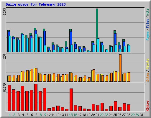 Daily usage for February 2025
