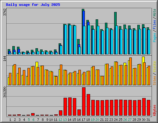 Daily usage for July 2025