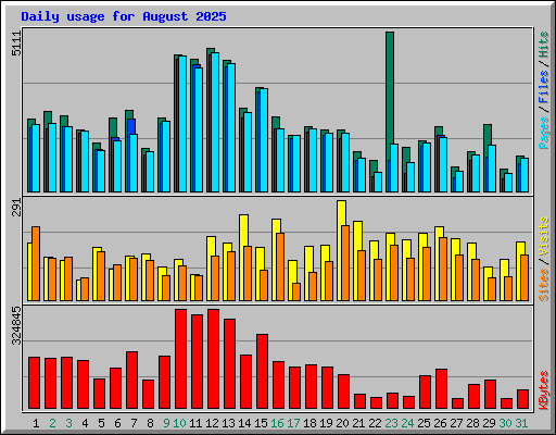 Daily usage for August 2025