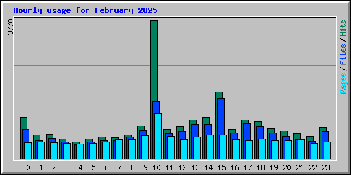 Hourly usage for February 2025