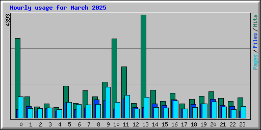Hourly usage for March 2025